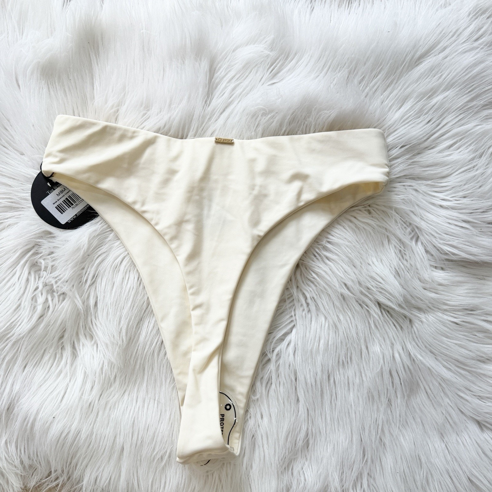 New Mbm Swim Cream-Colored High-Cut Bikini Bottoms Large Ts — image 3 of 3
